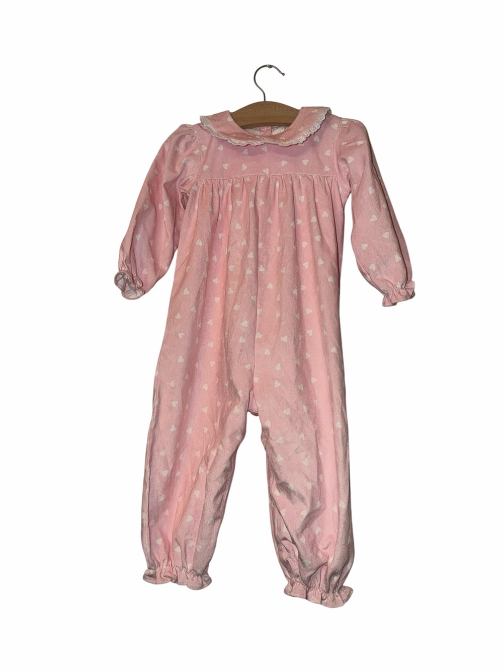 Eliza James kids Pink Heart Print corduroy Girl One-Piece Romper sz 2T NWT